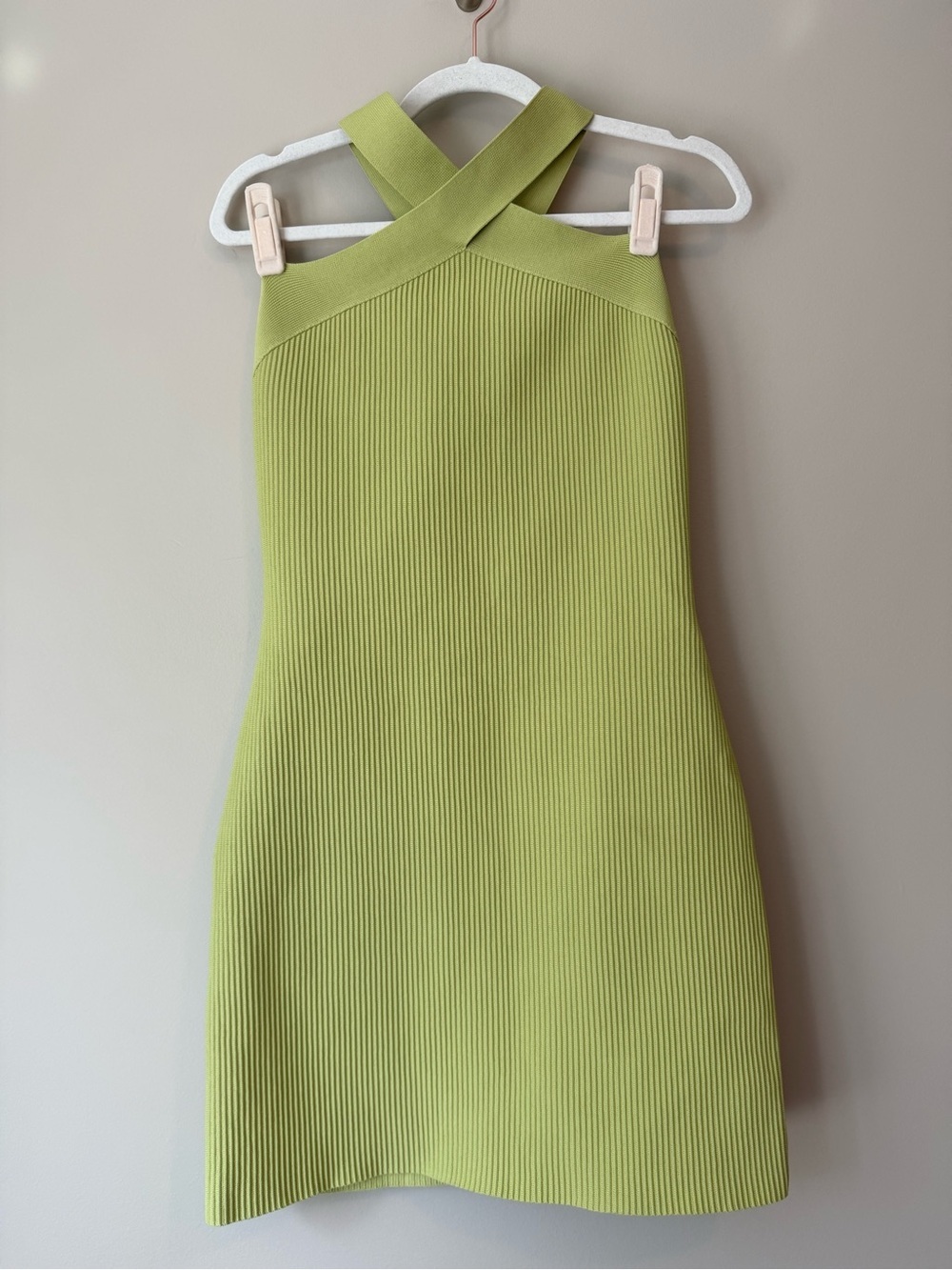 VGUC Veronica Beard Knit Dress Sz 4 Lime Green Cross Strap Mini